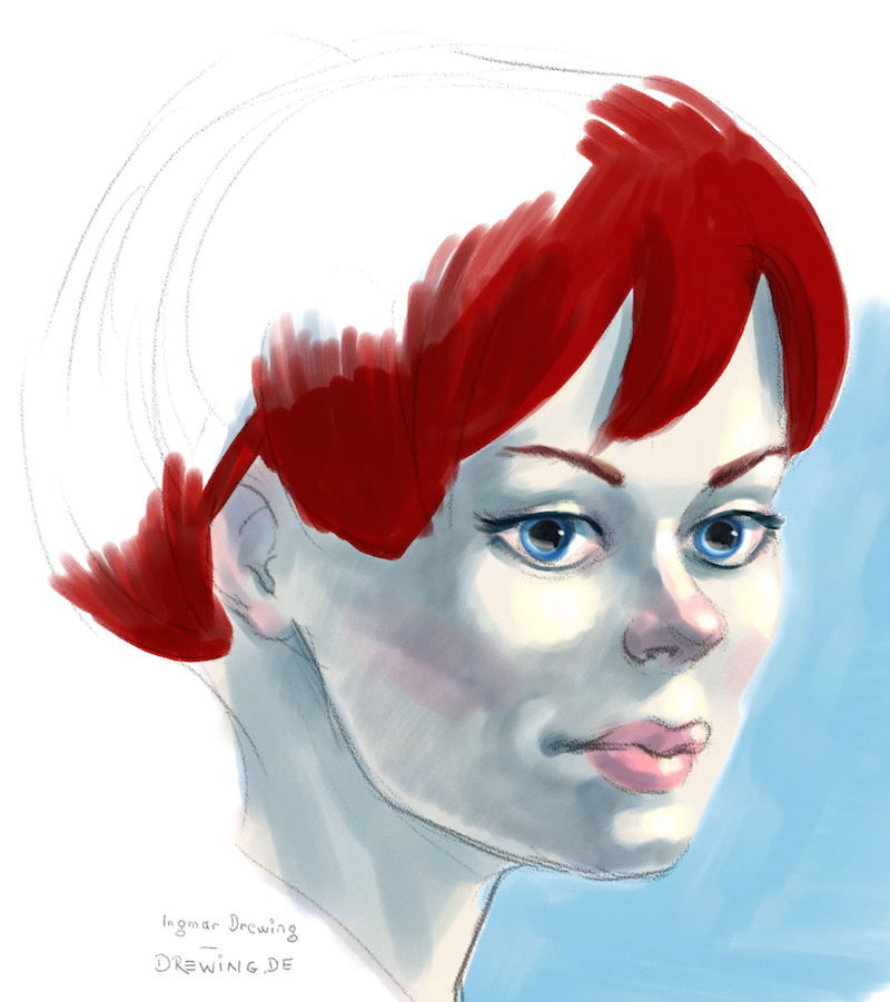 digital water color sketch of a girl using painter 12