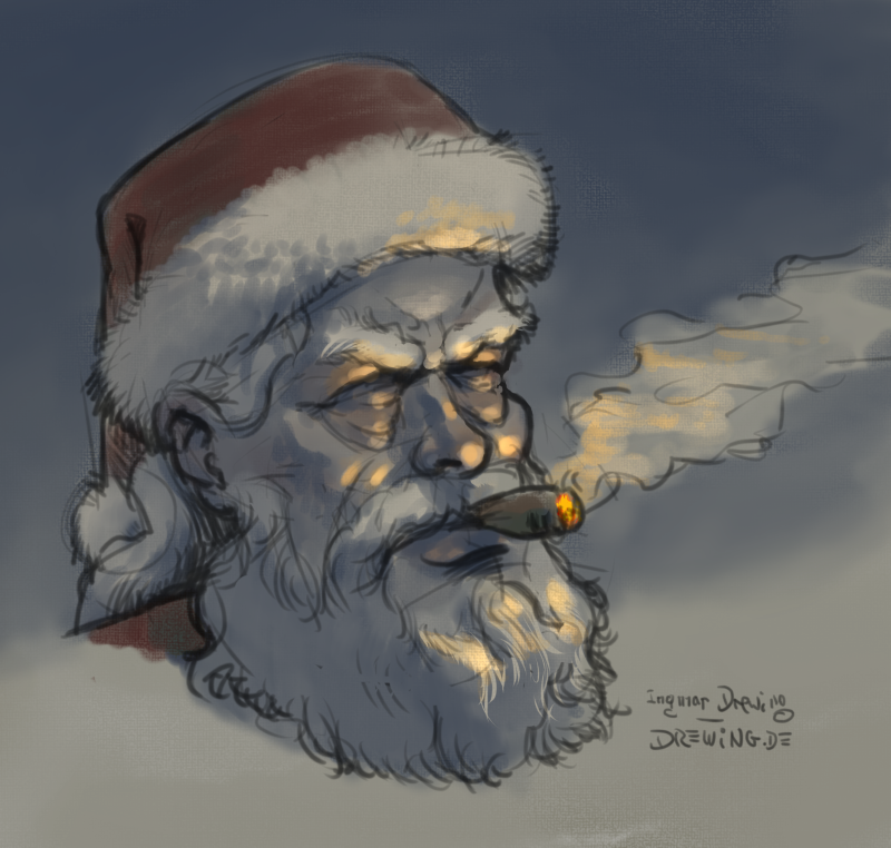 Santa Claus, Weihnachtsmann, drawing, sketch, Ingmar Drewing