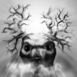 Cernunnos or something else with horns, digital sketch by Ingmar Drewing